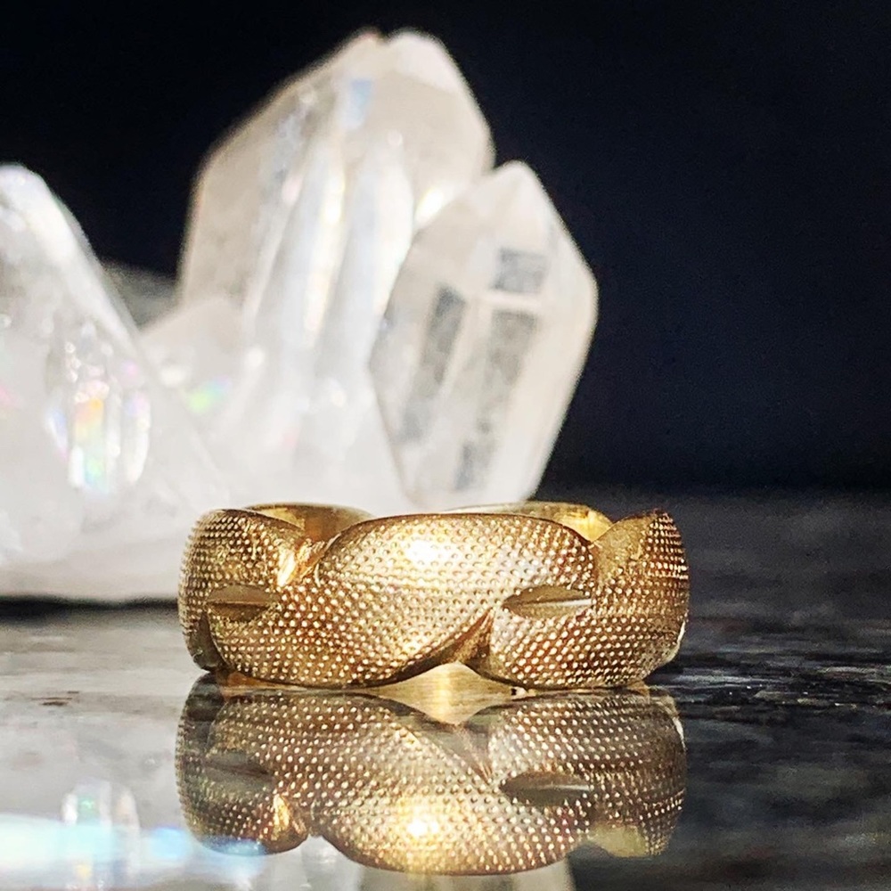 Vintage 14k Gold Band Size 9 Textured Twist Design